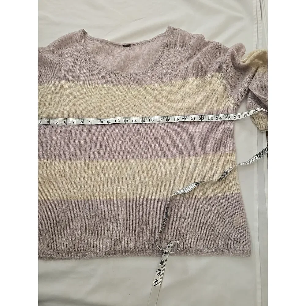 Free People Oversize Sweater Striped Lavender‎ & Cream Size M,